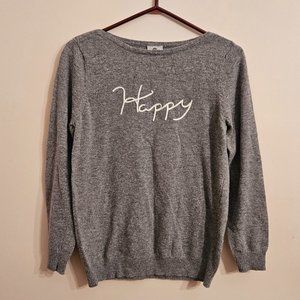 WORN TWICE: "Happy" gray sweater small